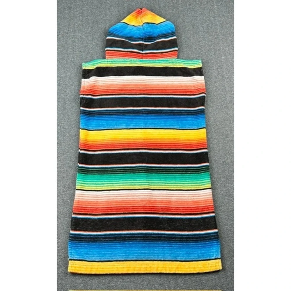 Slowtide Kids Hooded Changing Poncho Towel Serape Stripe Multicolor Cotton Terry